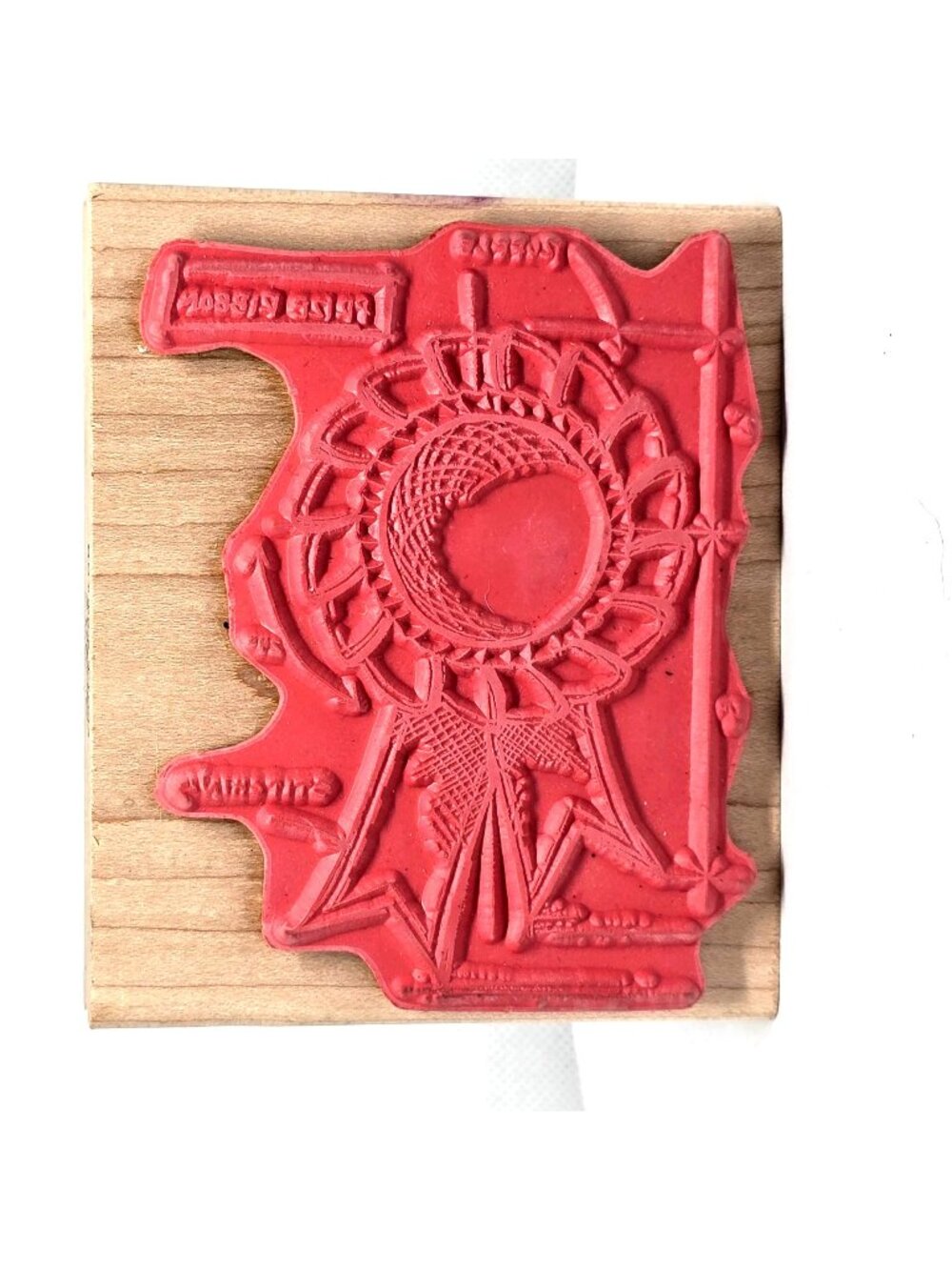 Tim Holtz Prize Ribbon Rubber Stamp 4" X 3" Woodblock Craft Tool For Scrapbookin